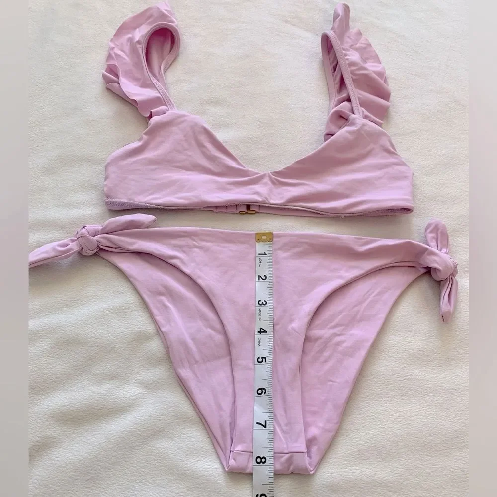 NEW L*Space Bikini Set Lilac Harper Top & Side Tie Bottom Medium Bathing Suit